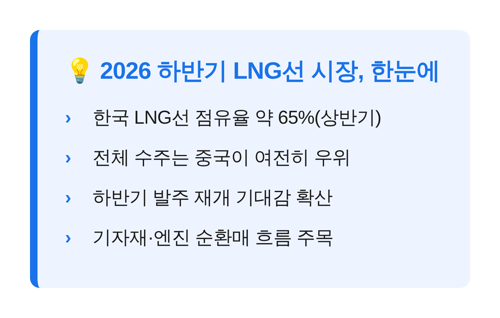 한국 LNG선 시장 점유율과 하반기 발주 전망 요약 카드