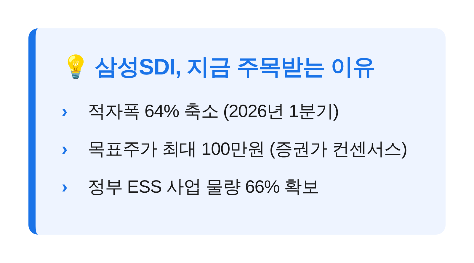 삼성SDI 1분기 적자축소 목표주가 상향 ESS 정부사업 수주 핵심 요약 카드