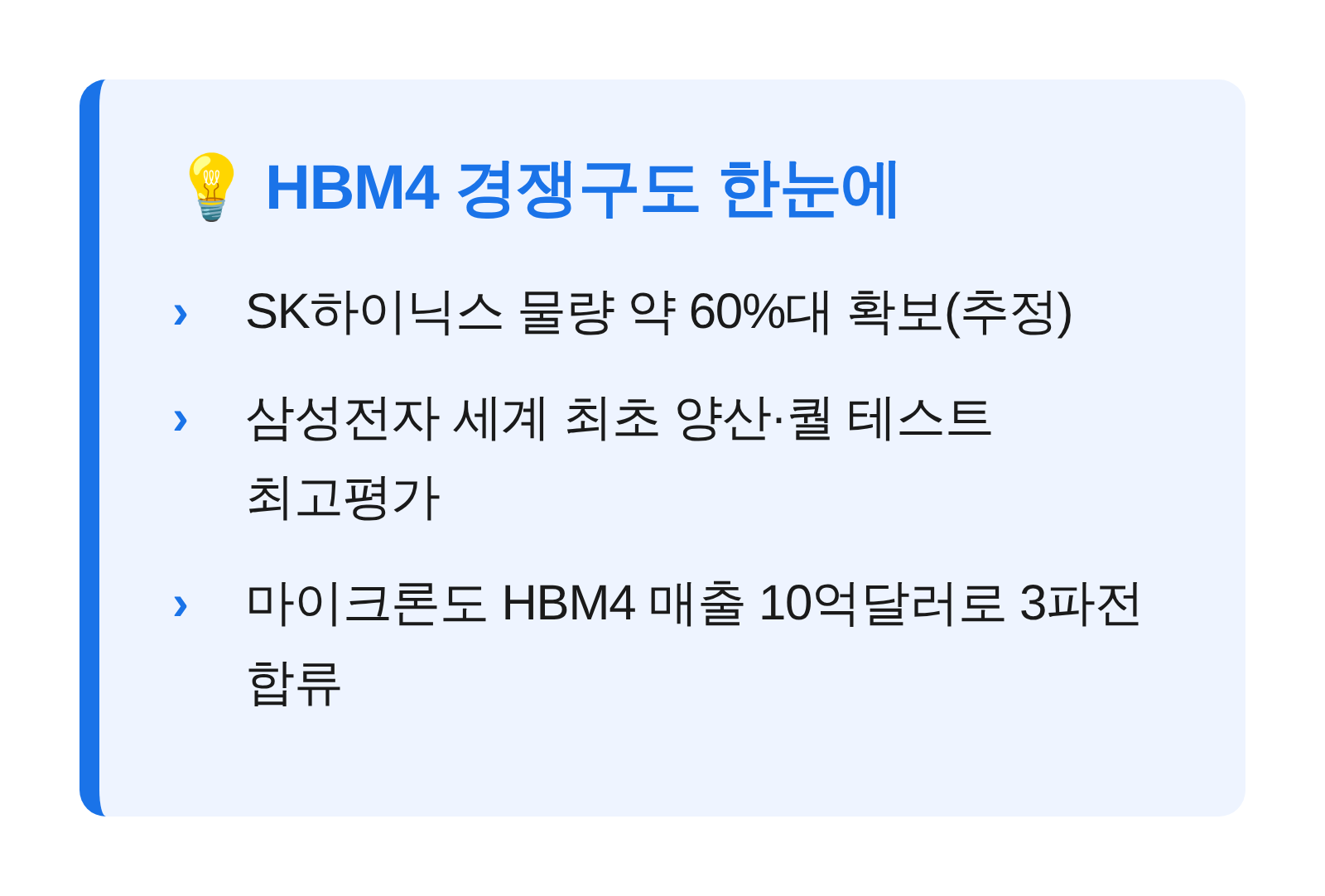 HBM4 경쟁구도 핵심 요약 카드