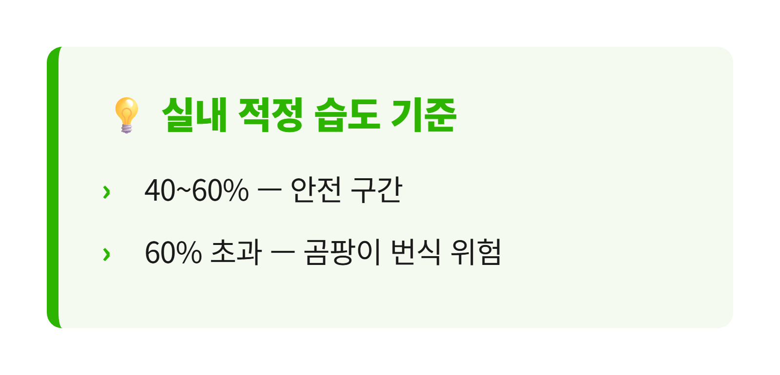 실내 적정 습도 40~60% 기준 다이어그램